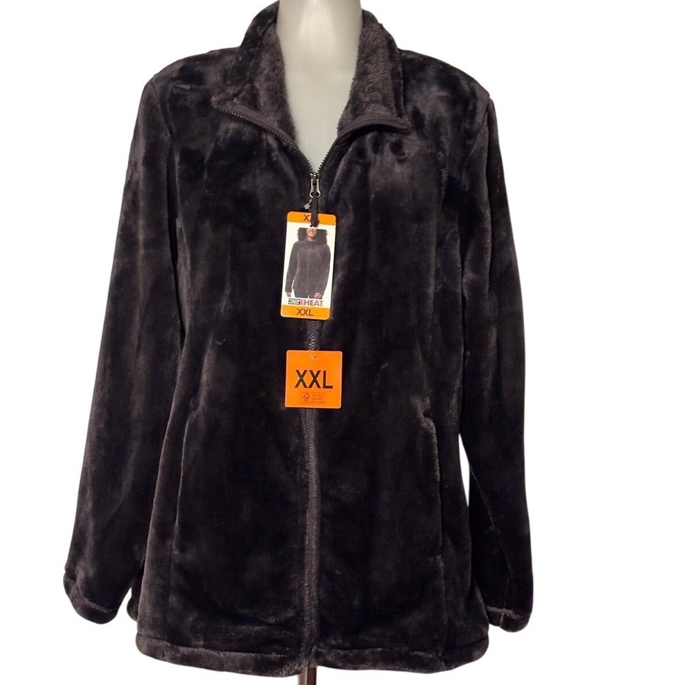 32 Degrees Plush Faux Fur Full-Zip Jacket in Dark Brown